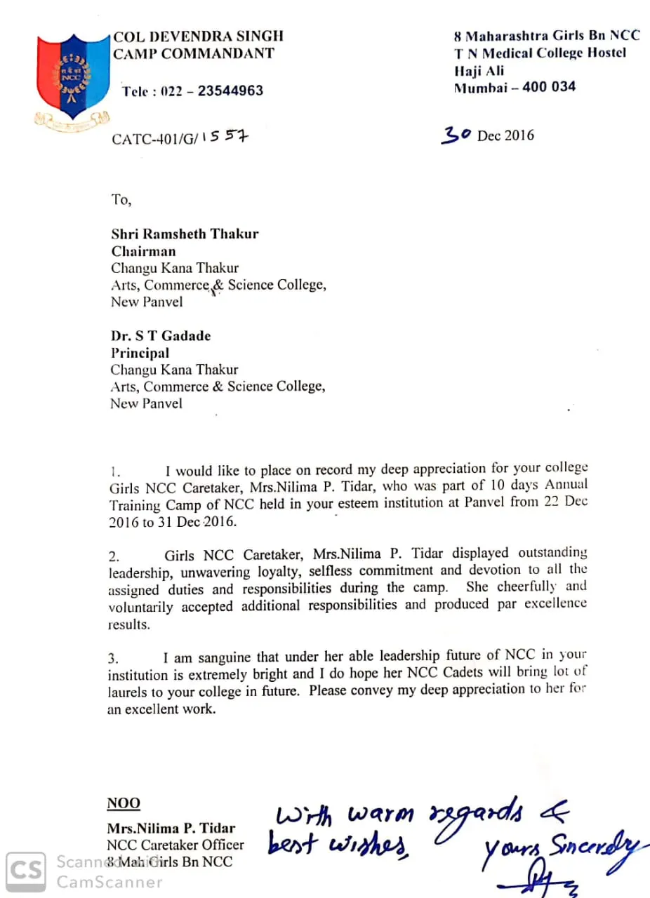 Letter of Appreciation